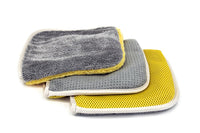 Autofiber [Multi Flip] Four Weave Microfiber Towels - Mesh | Twist | Plush | Waffle (8 in. x 8 in., 500/400/360/300 gsm) 3 pack Towel - Autofiber Canada